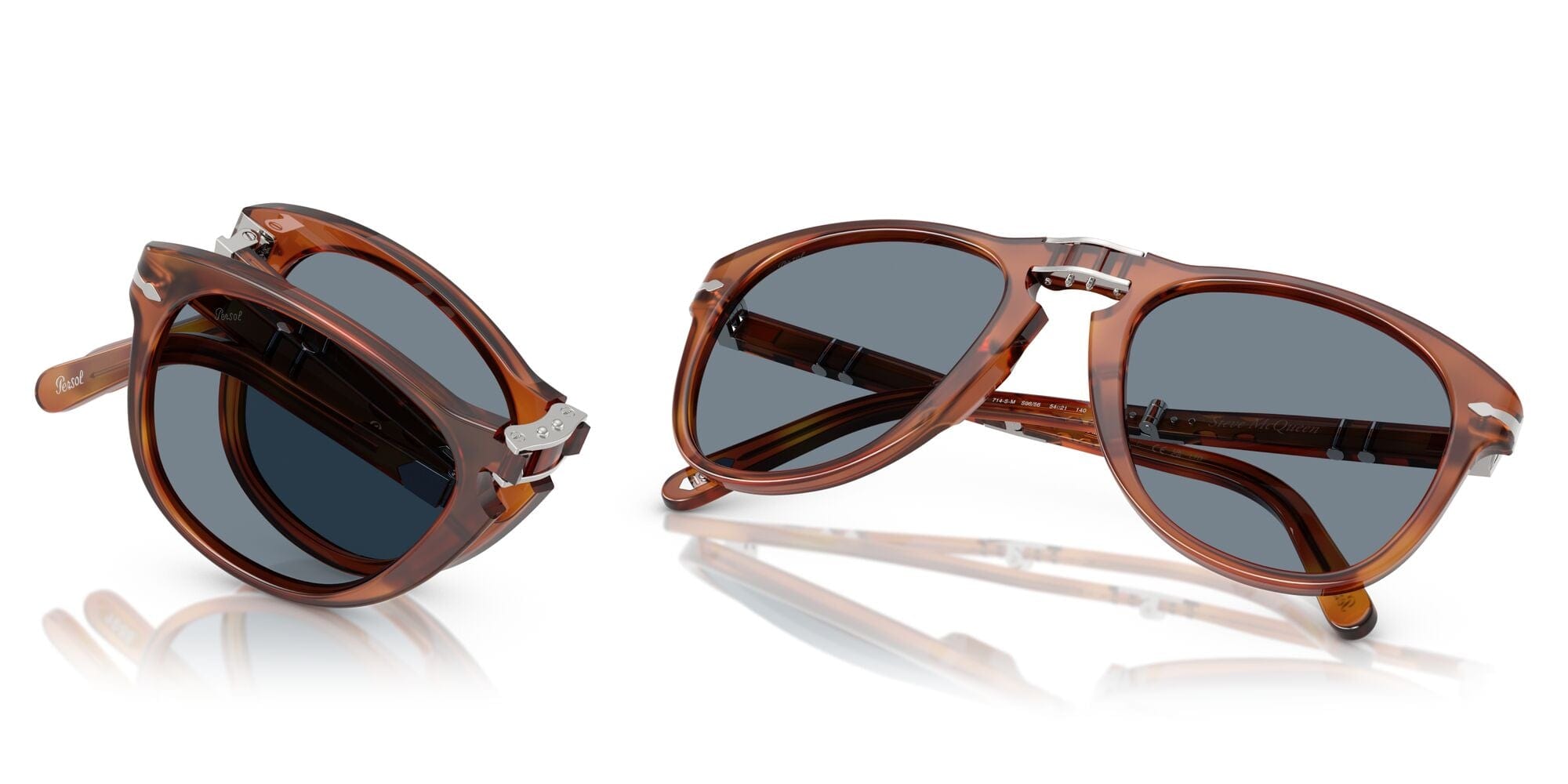 PO0714SM S96/56 LTD EDT Steve McQueen size 54 folding light havana/blue lens