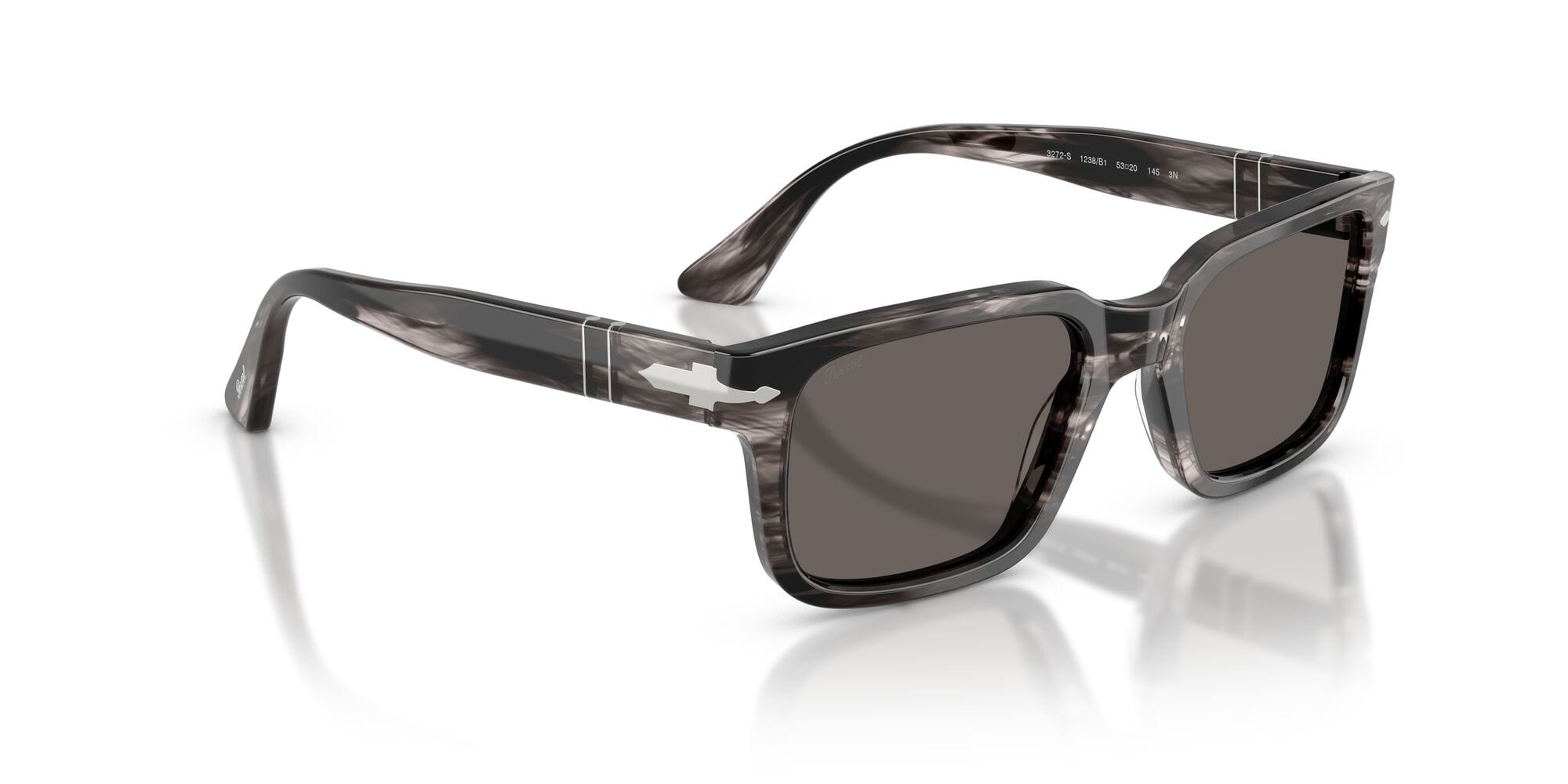 PO3272S 1238B1 size 55 striped black and grey/dark grey lens