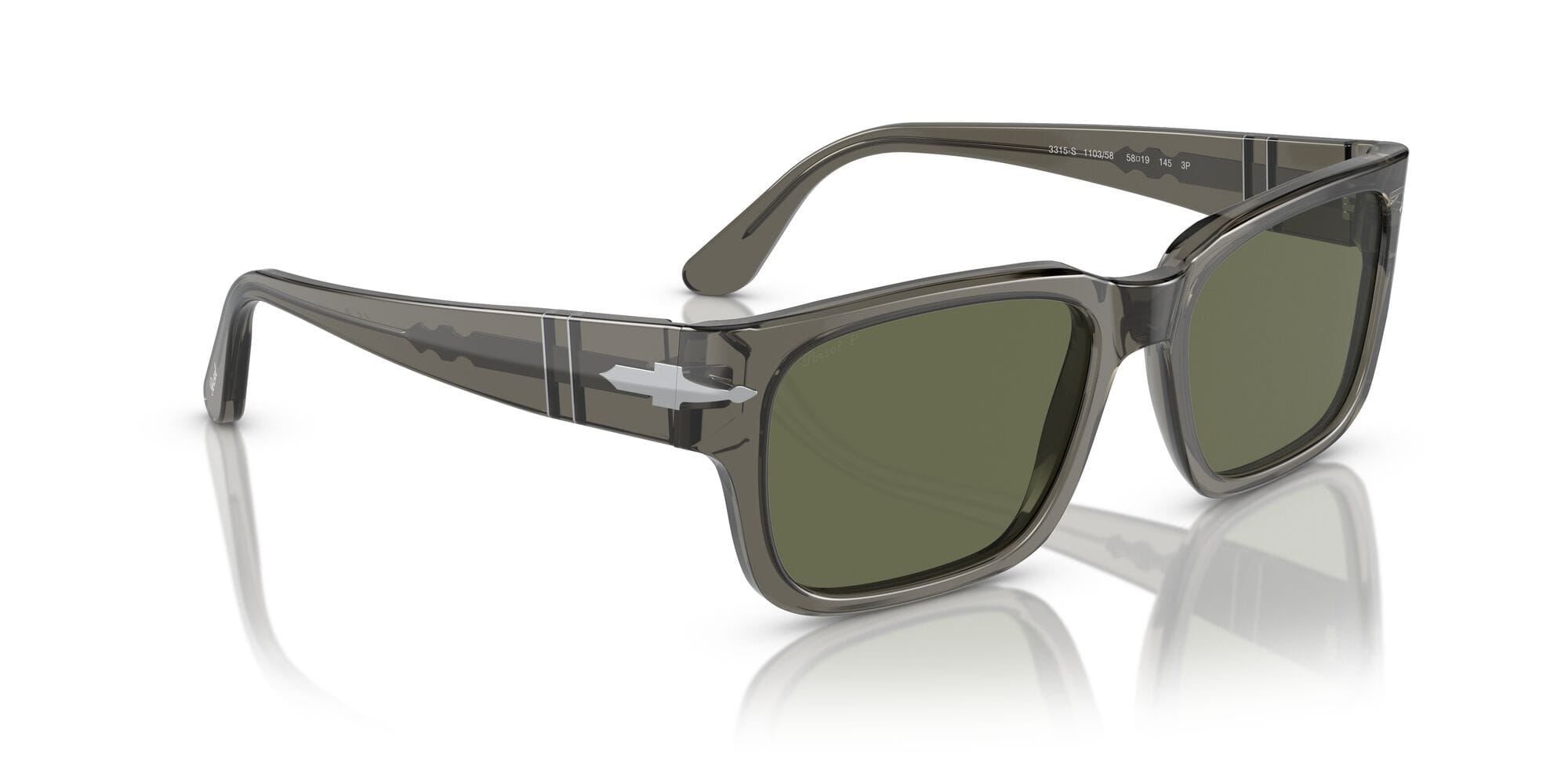 PO3315S 110358 transparent taupe grey/polarised green lens