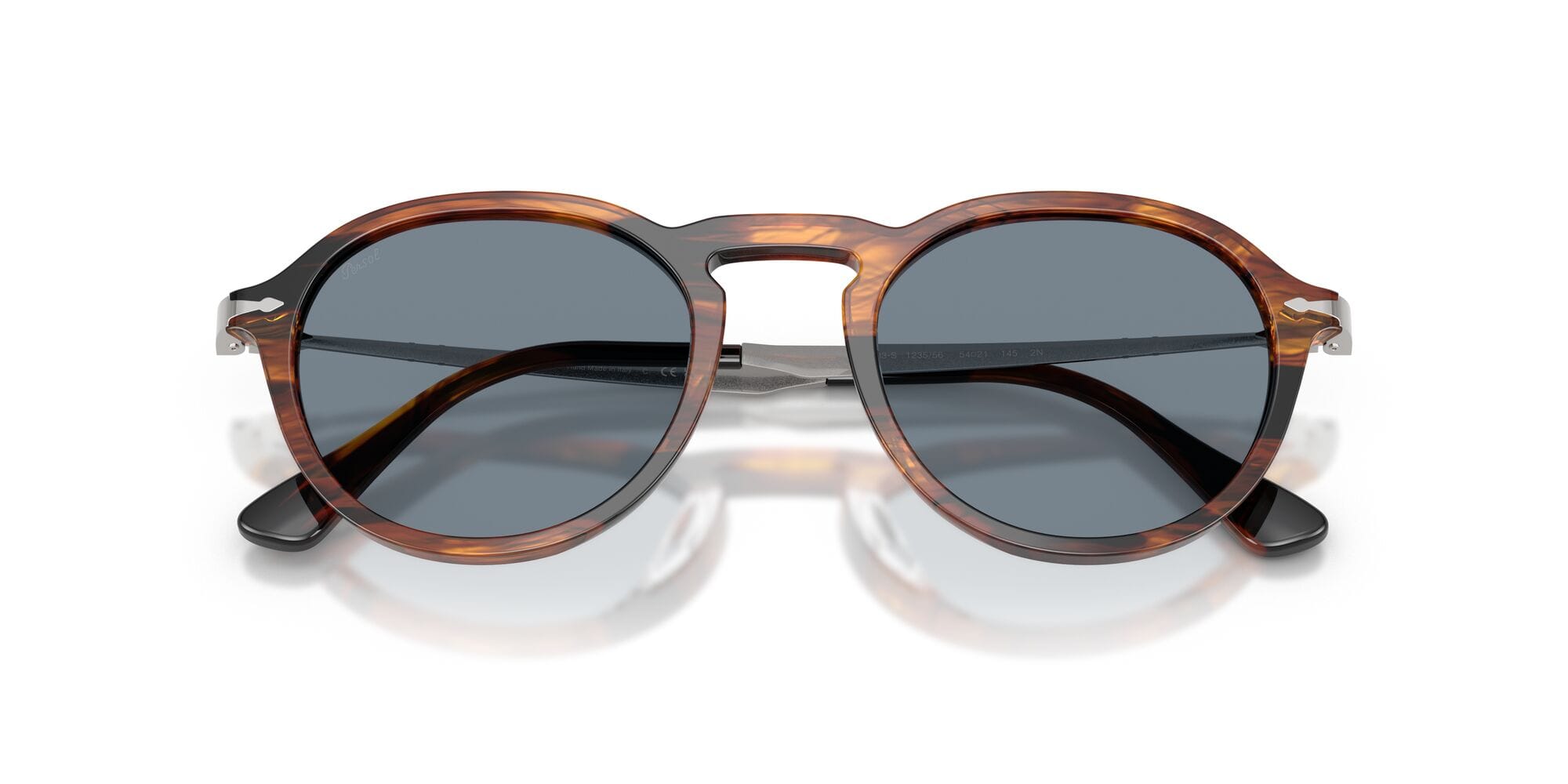 PO3383S 123556 size 51 striped black and brown/light blue lens