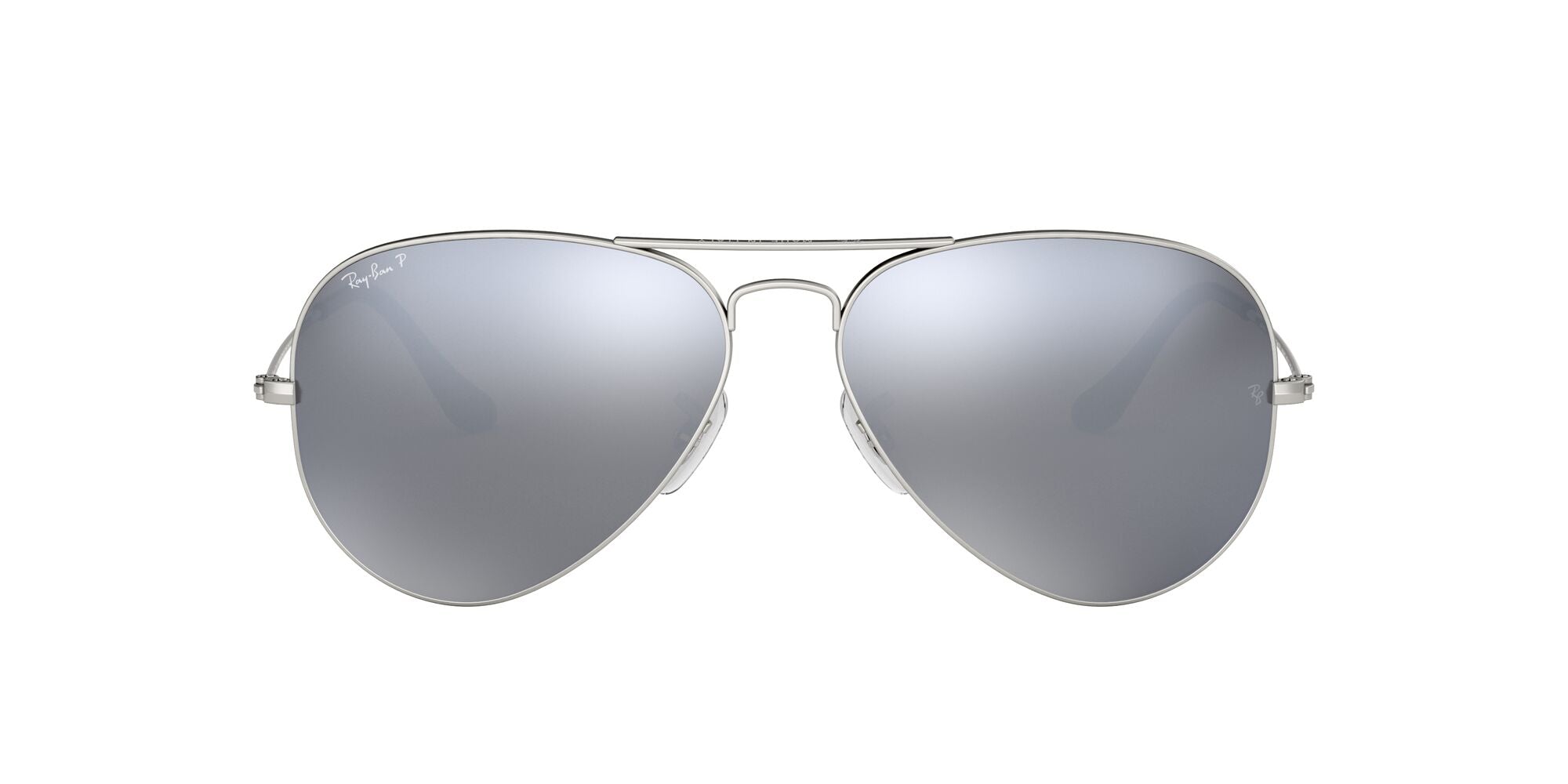 RB3025 019/W3 matte silver/silver mirror polarised lens