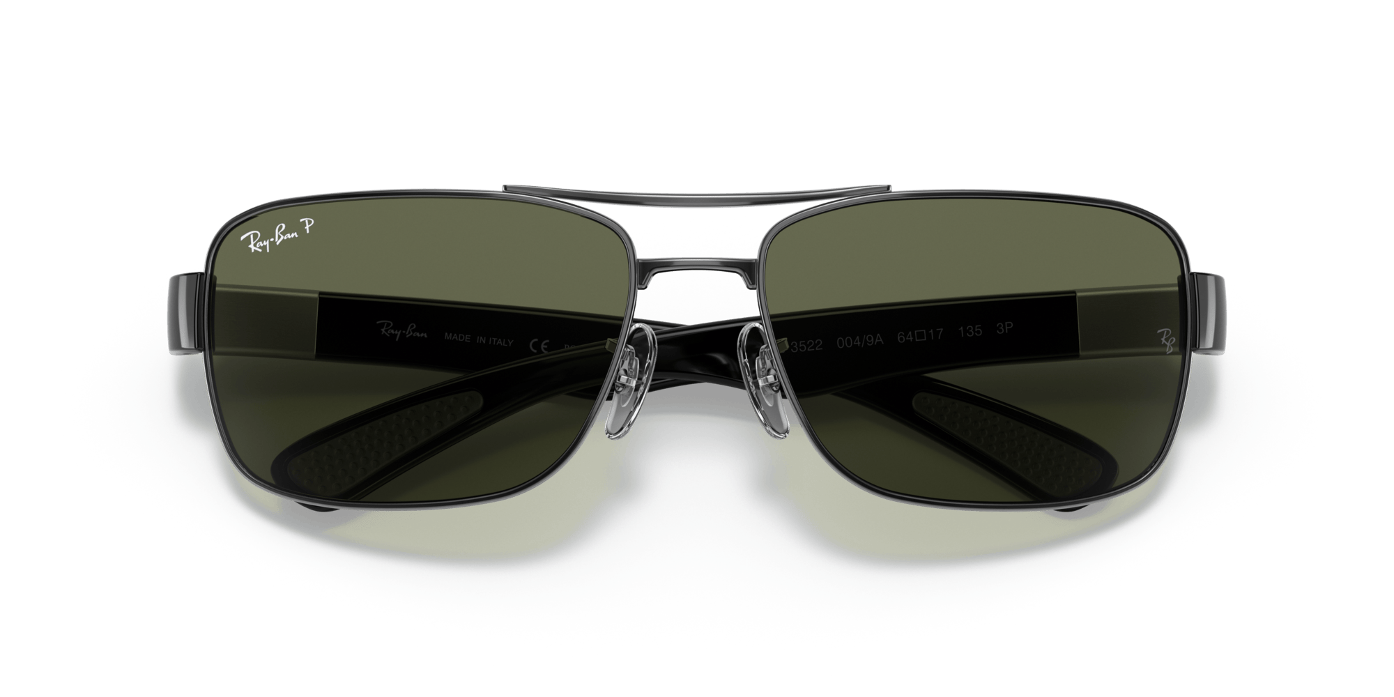 RB3522 004/9A size 61 gunmetal black/green polarised lens