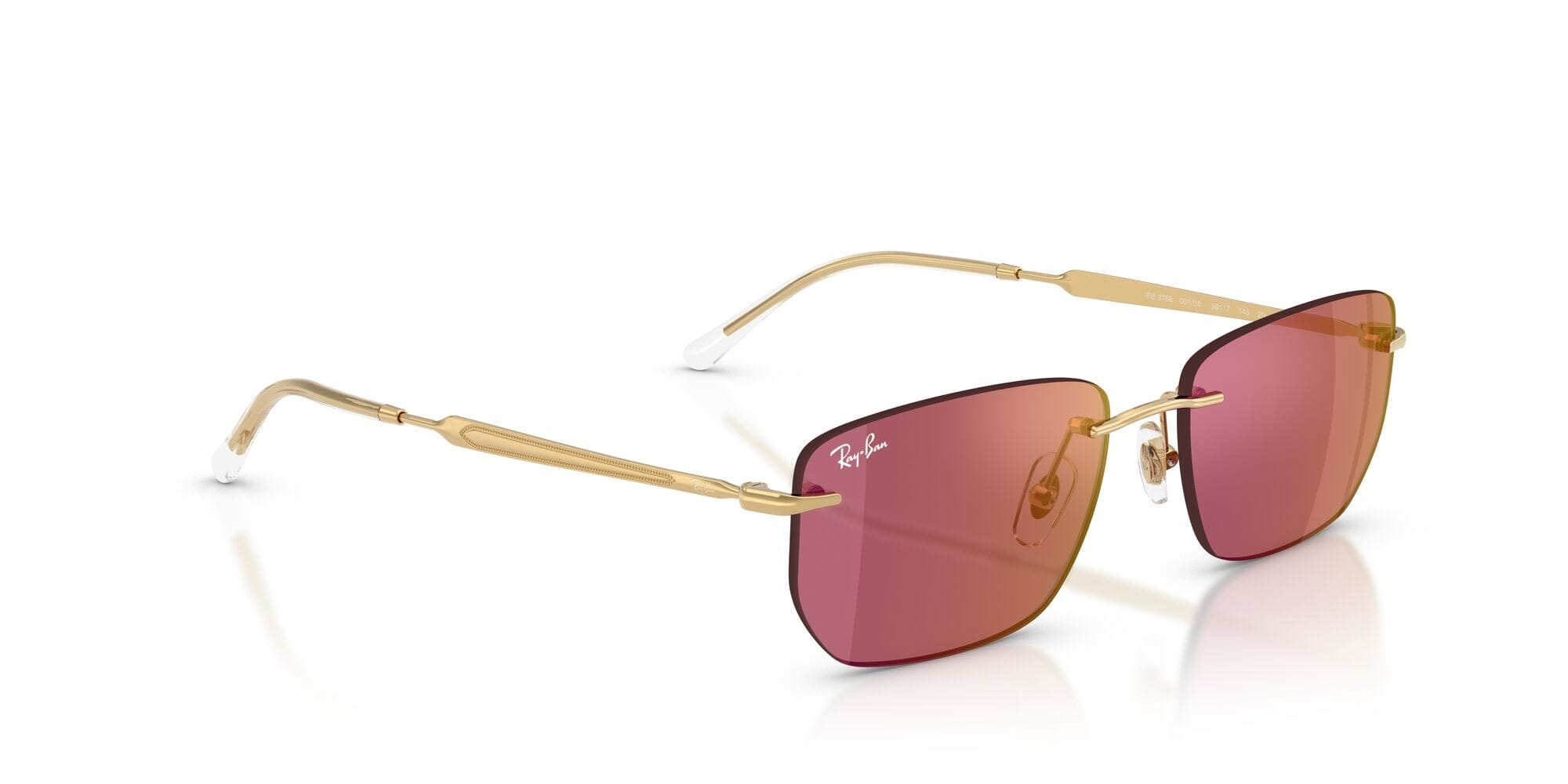 RB3768 001/D0 size 56 gold/dark violet mirror red lens