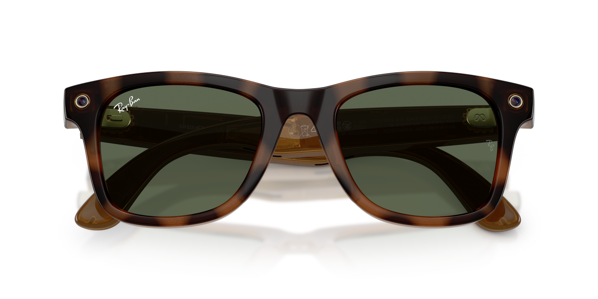Meta Gen 3 smart glasses RW4011 690571 size 53 wayfarer havana/ G15 green lens sunglasses
