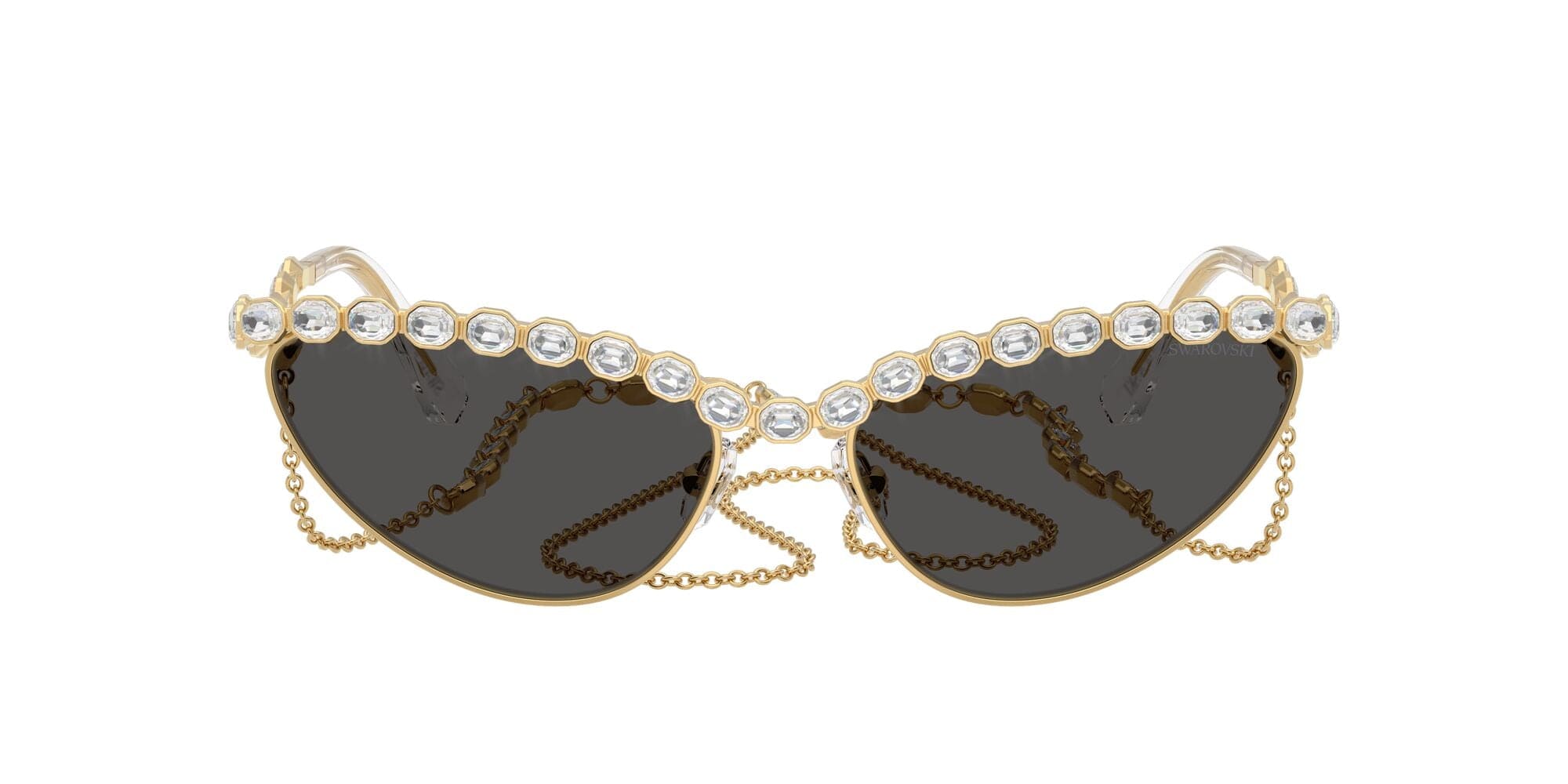 SK7030 403987 gold clear crystals & chain/grey lens
