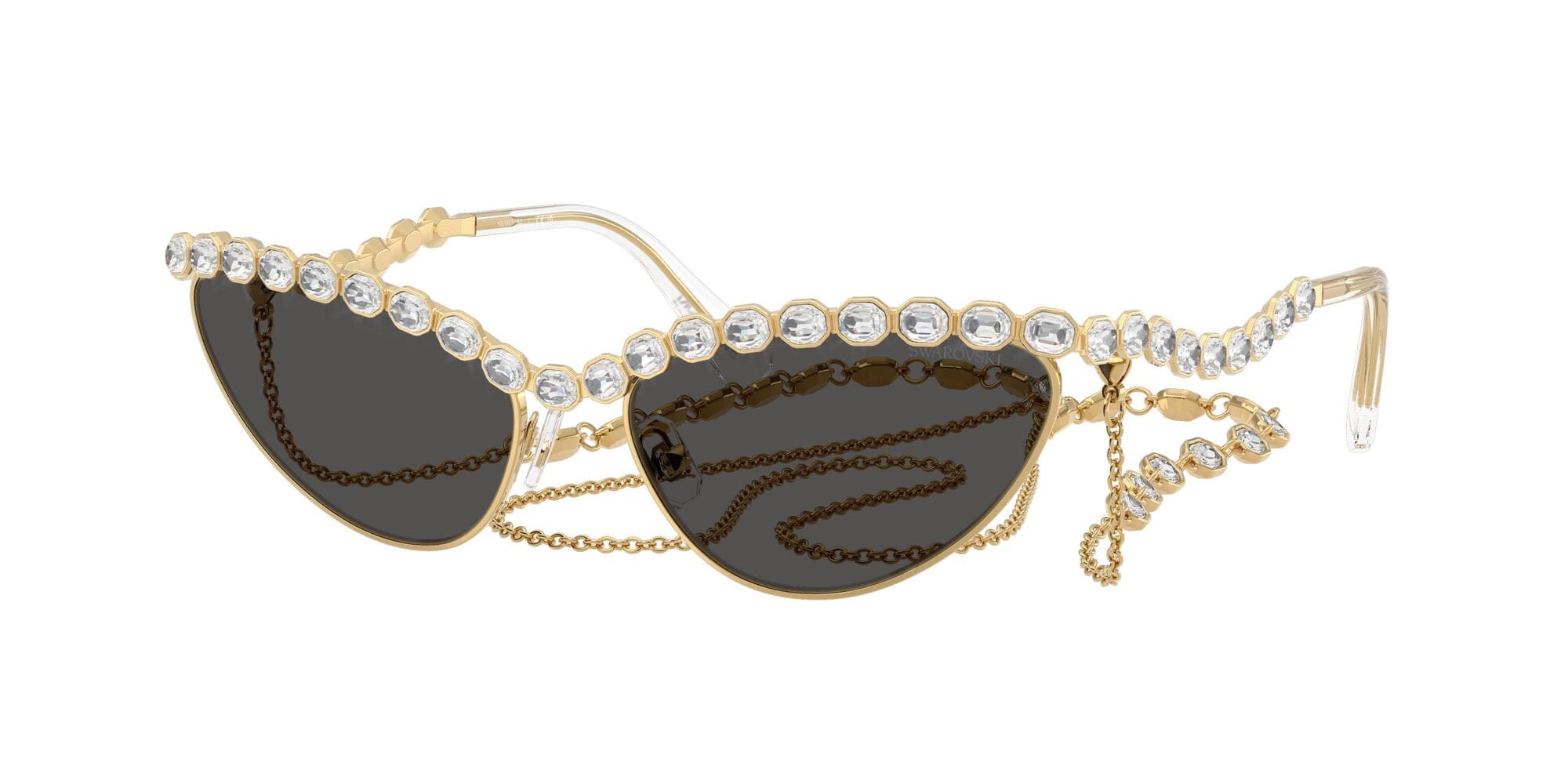 SK7030 403987 gold clear crystals & chain/grey lens