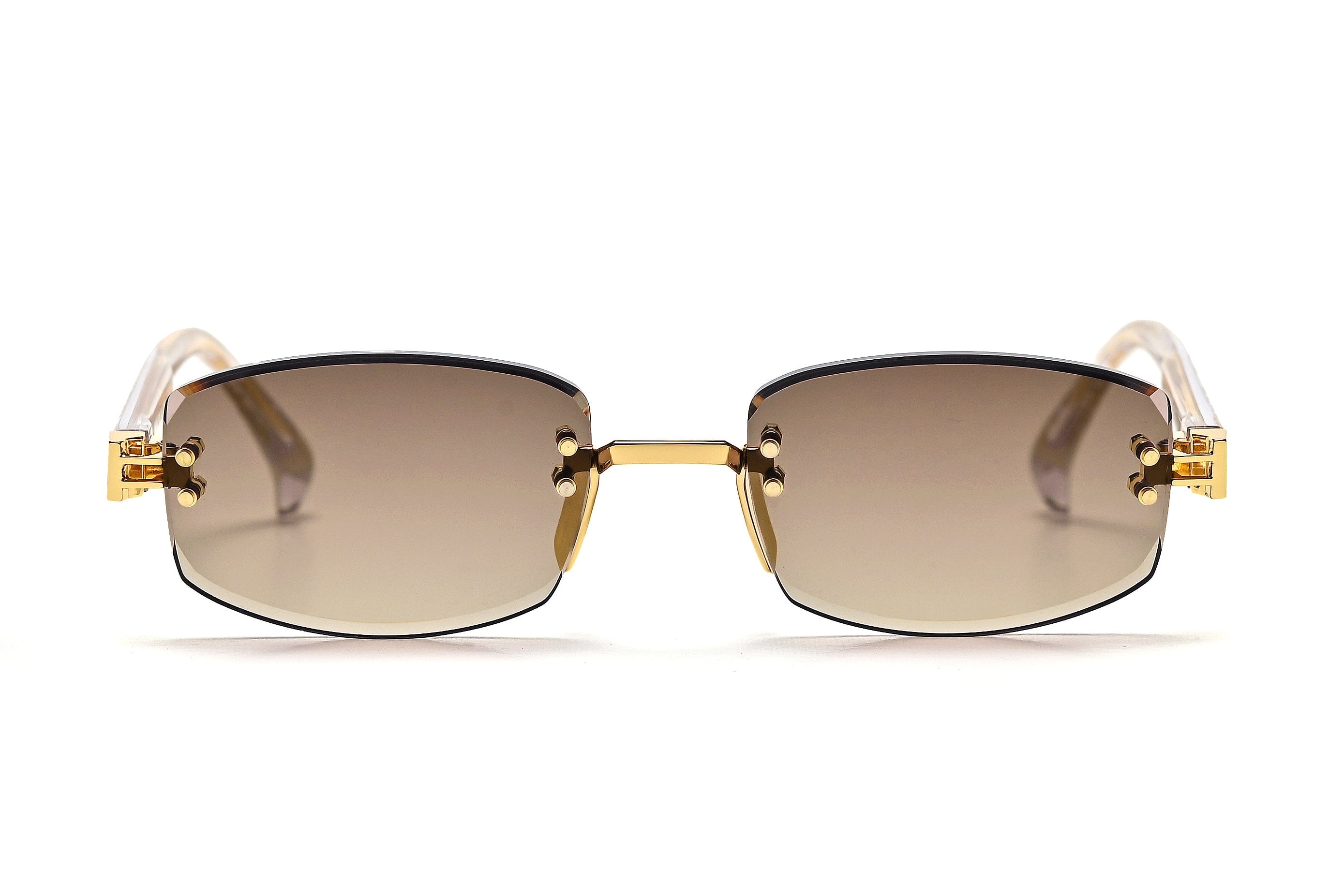 Georgie 18kt gold milos white marble/brown gradient lens