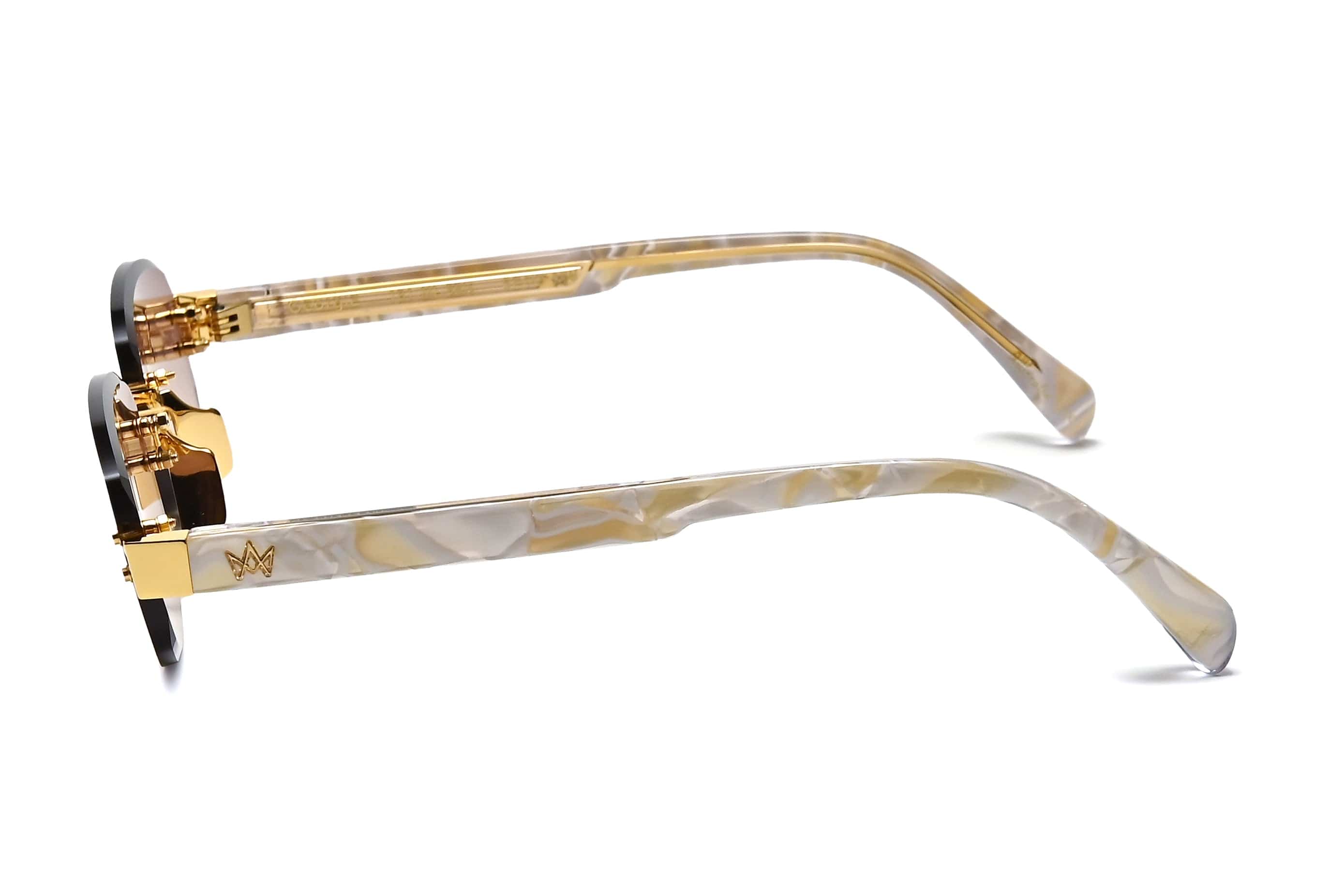 Georgie 18kt gold milos white marble/brown gradient lens