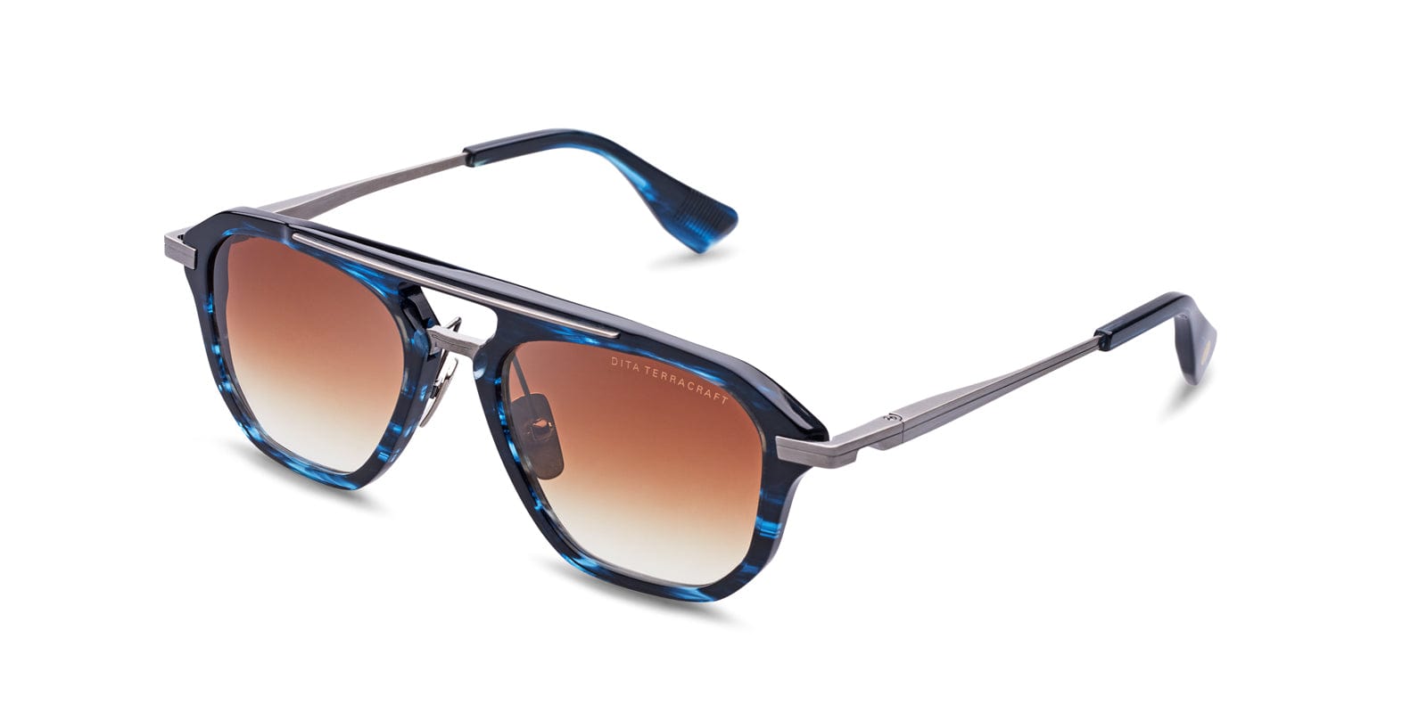 TERRACRAFT DTS416-A-03 BLUE SWIRL ANTIQUE SILVER/BROWN GRADIENT LENS