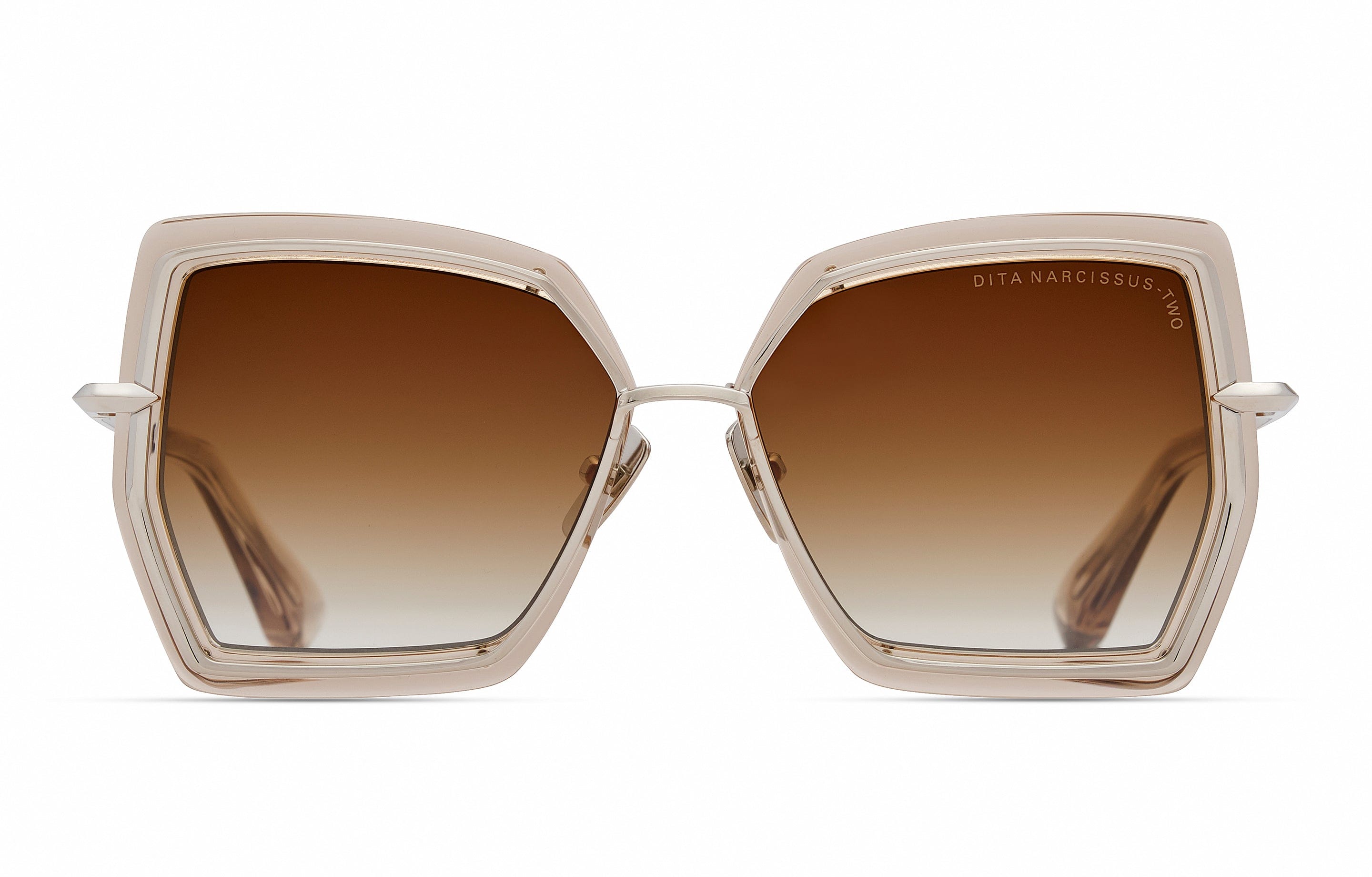 Narcissus two DTS479-A-03 Silver khaki crystal/ brown gradient lens