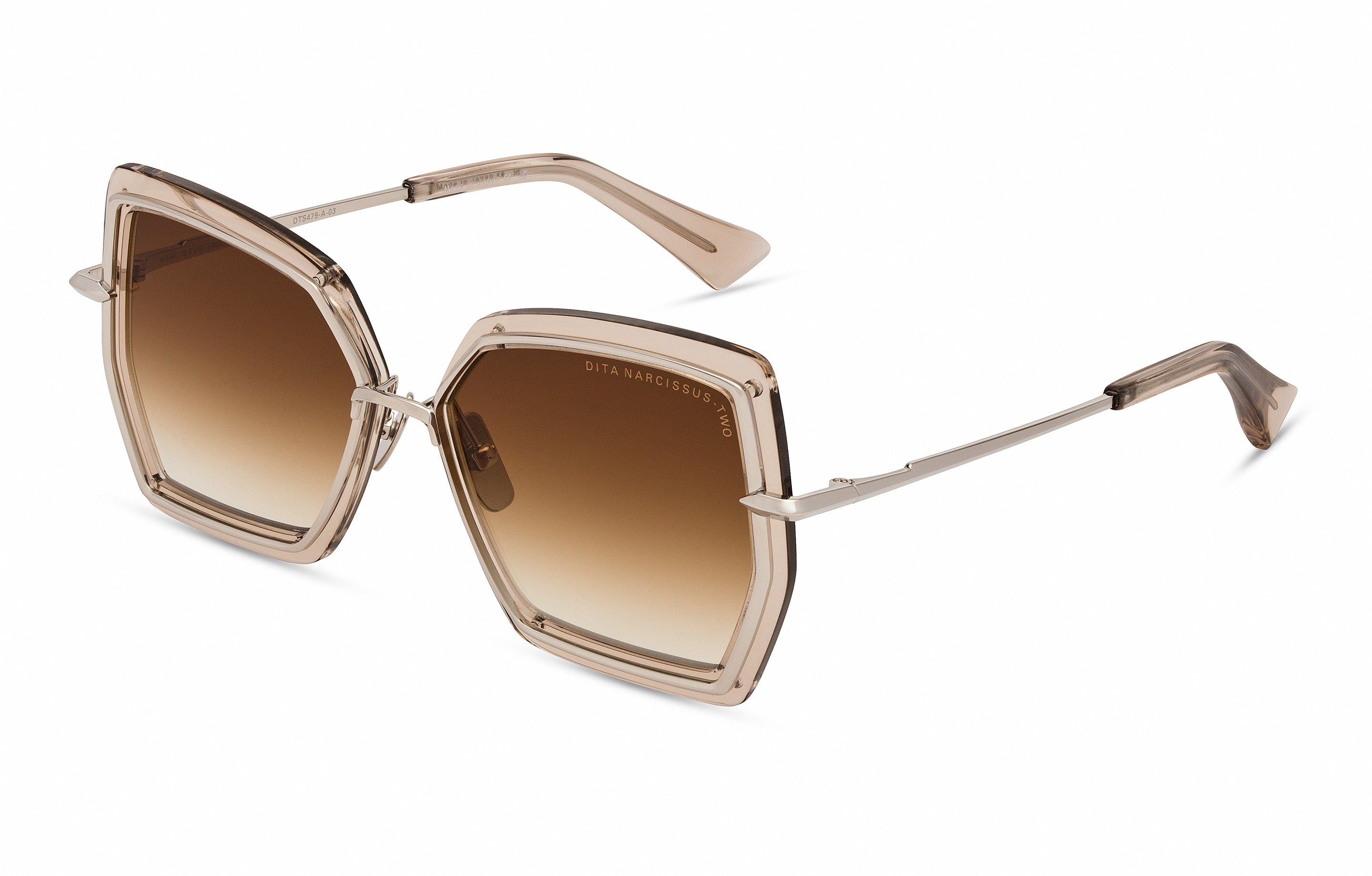 Narcissus two DTS479-A-03 Silver khaki crystal/ brown gradient lens