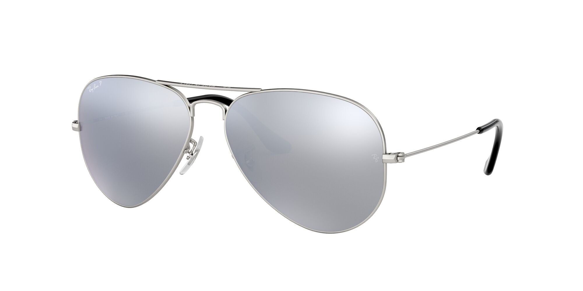 RB3025 019/W3 matte silver/silver mirror polarised lens