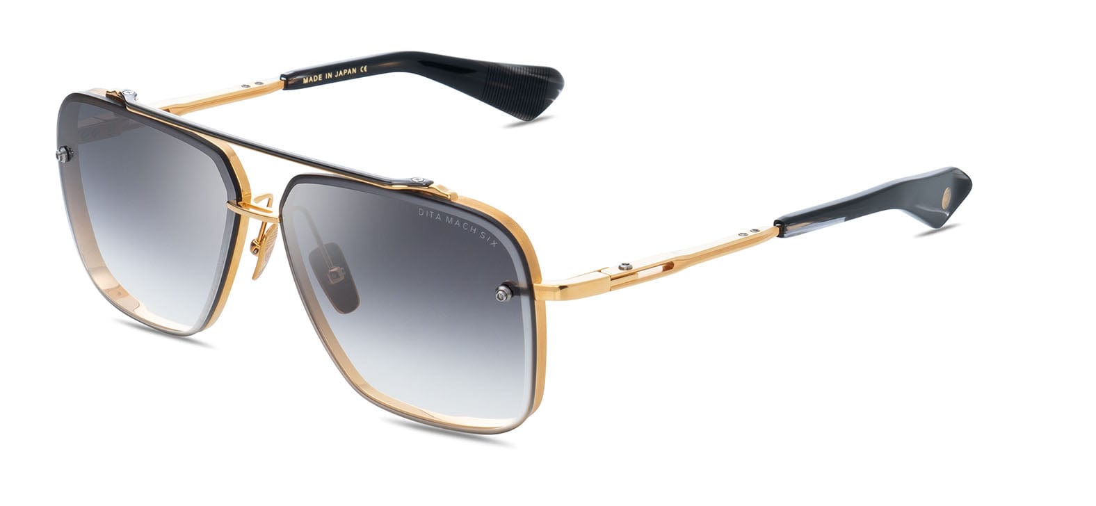 Mach six DTS121-62-01 yellow gold & black rhodium/grey gradient lens