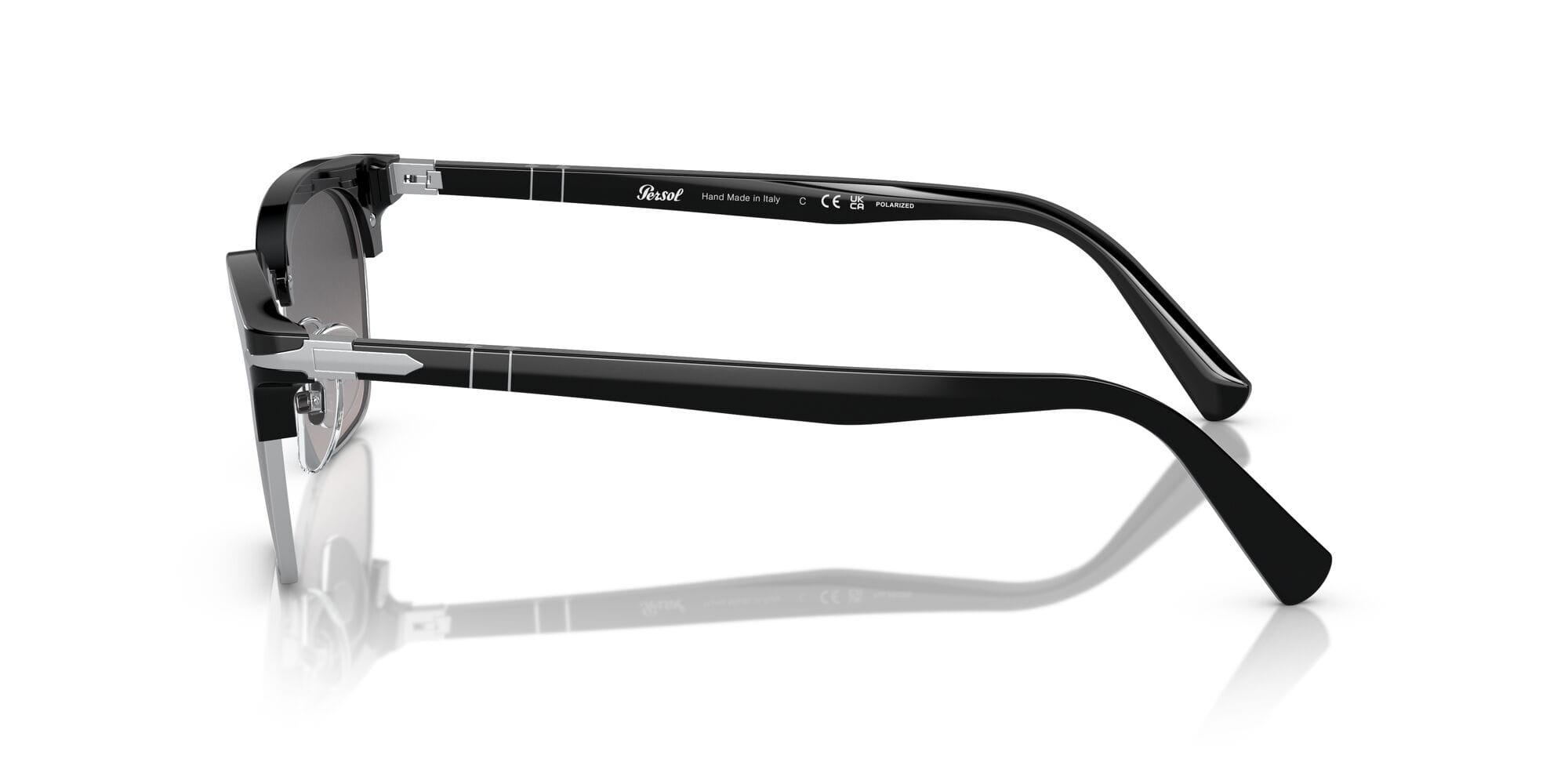 PO3199S 1106m3 size 53 black silver polarised grey gradient lens