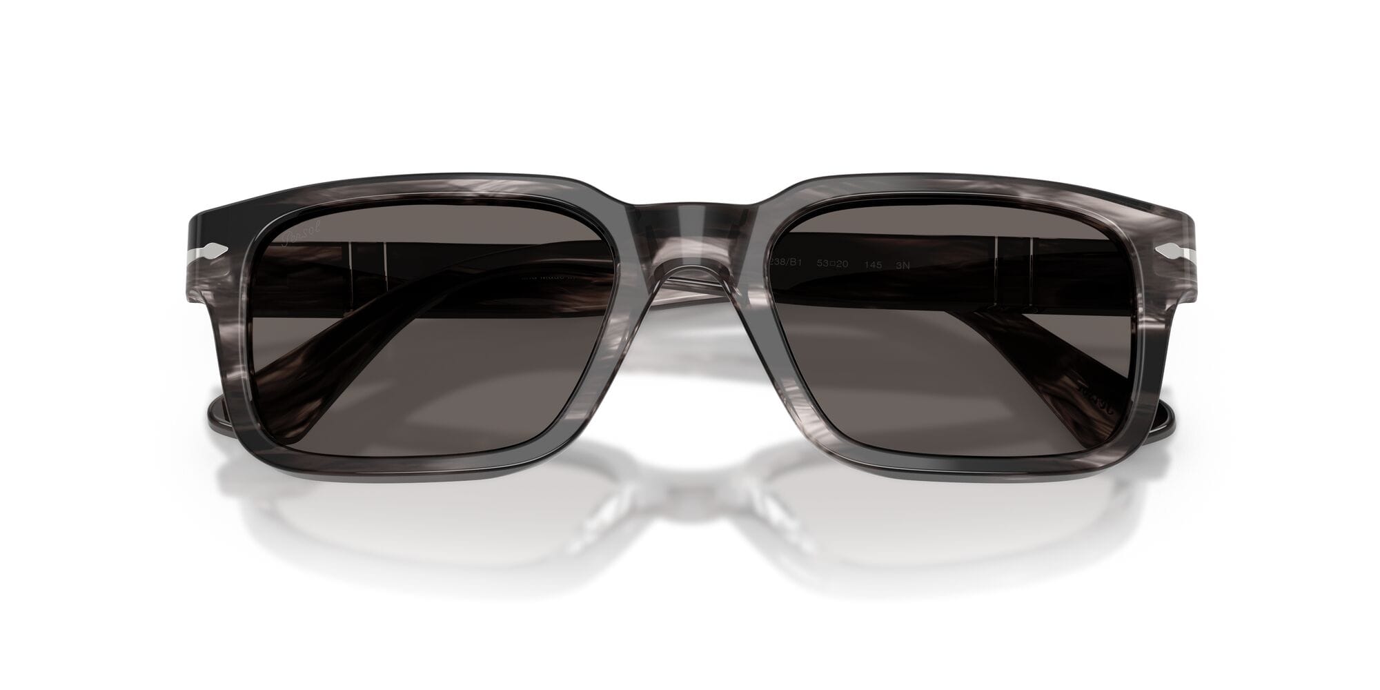PO3272S 1238B1 size 55 striped black and grey/dark grey lens