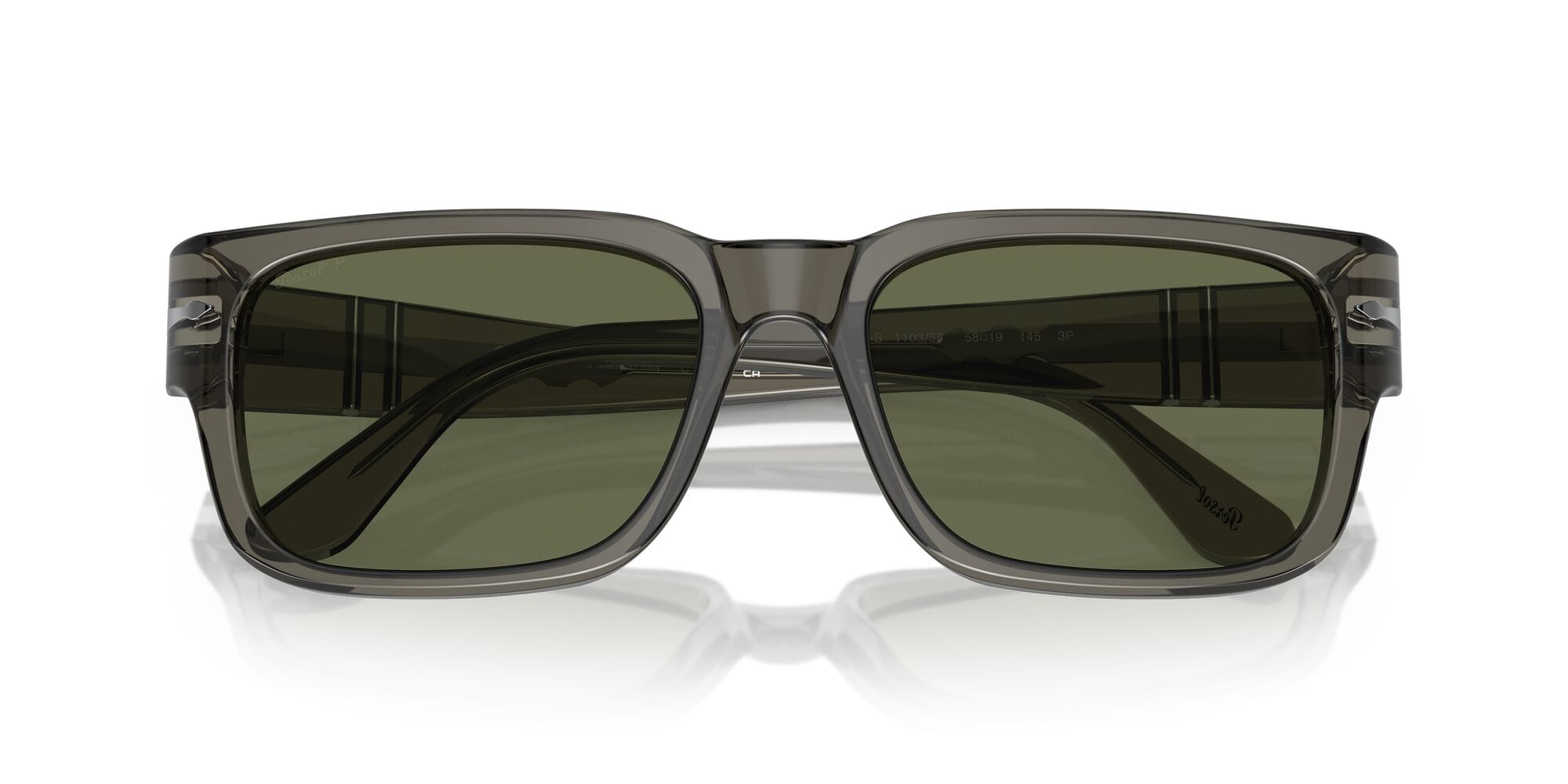 PO3315S 110358 transparent taupe grey/polarised green lens
