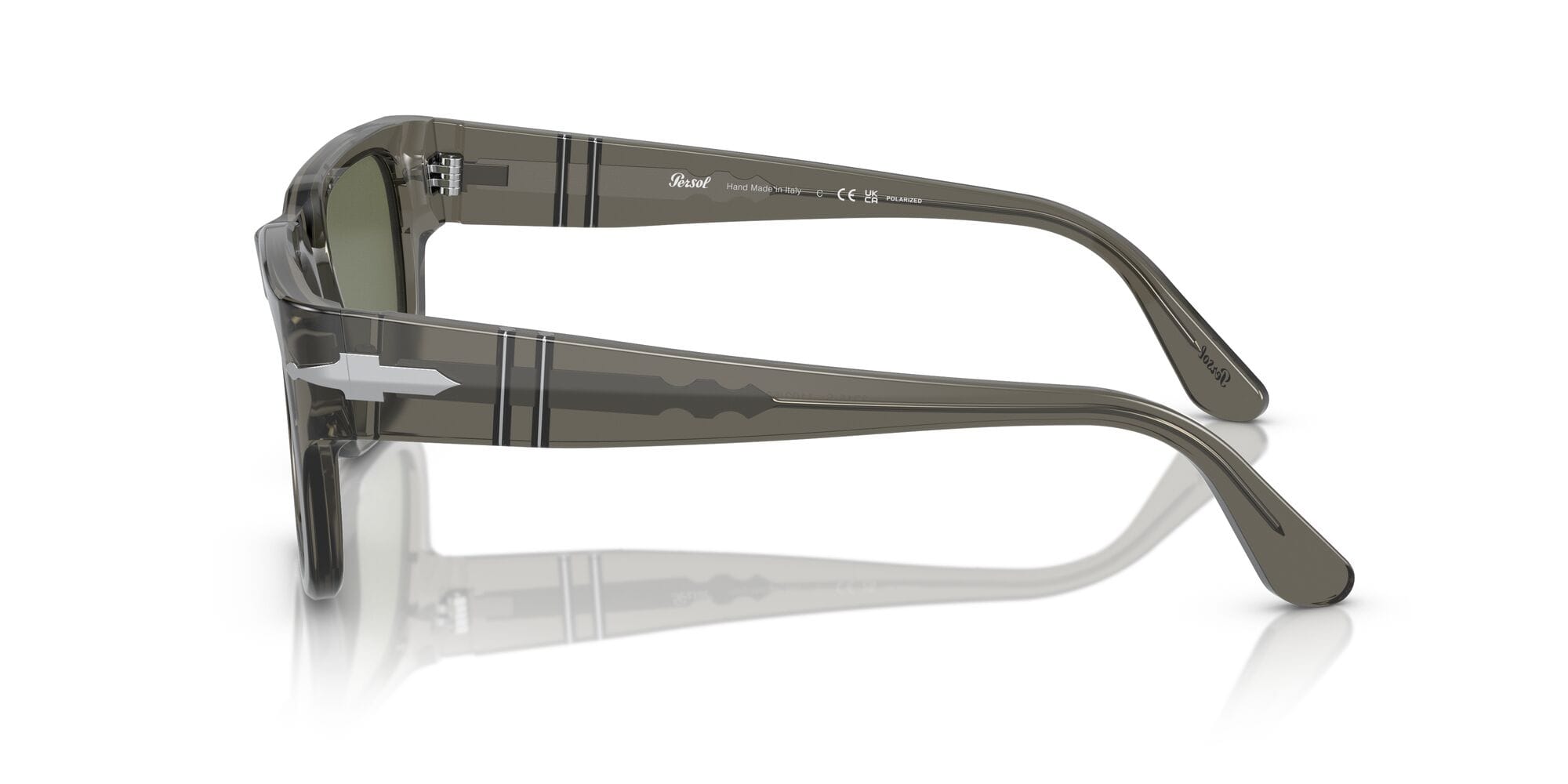 PO3315S 110358 transparent taupe grey/polarised green lens
