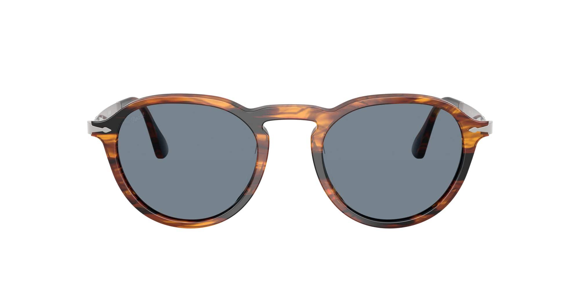 PO3383S 123556 size 51 striped black and brown/light blue lens