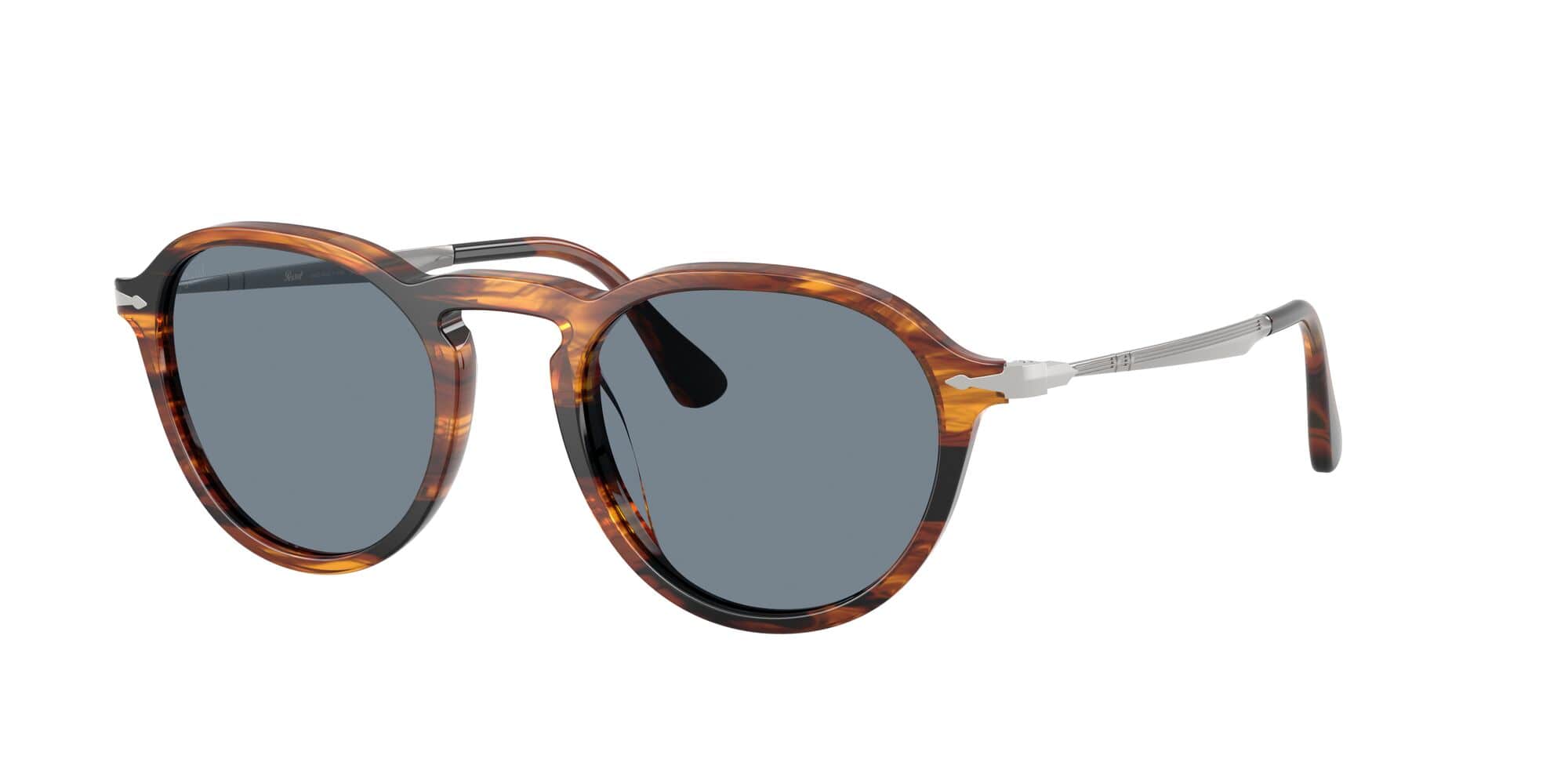 PO3383S 123556 size 51 striped black and brown/light blue lens
