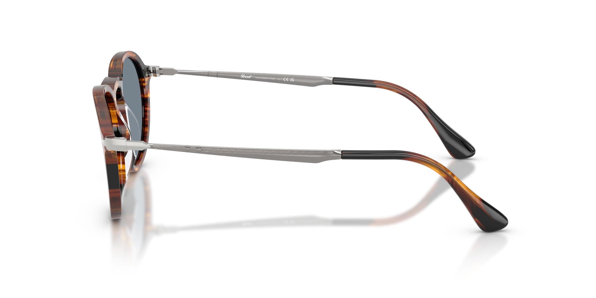 PO3383S 123556 size 51 striped black and brown/light blue lens