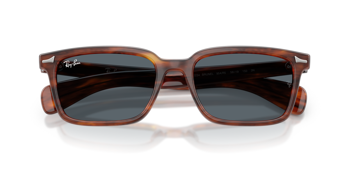 RB2234 954/R5 size 53 striped havana/blue lens sunglasses