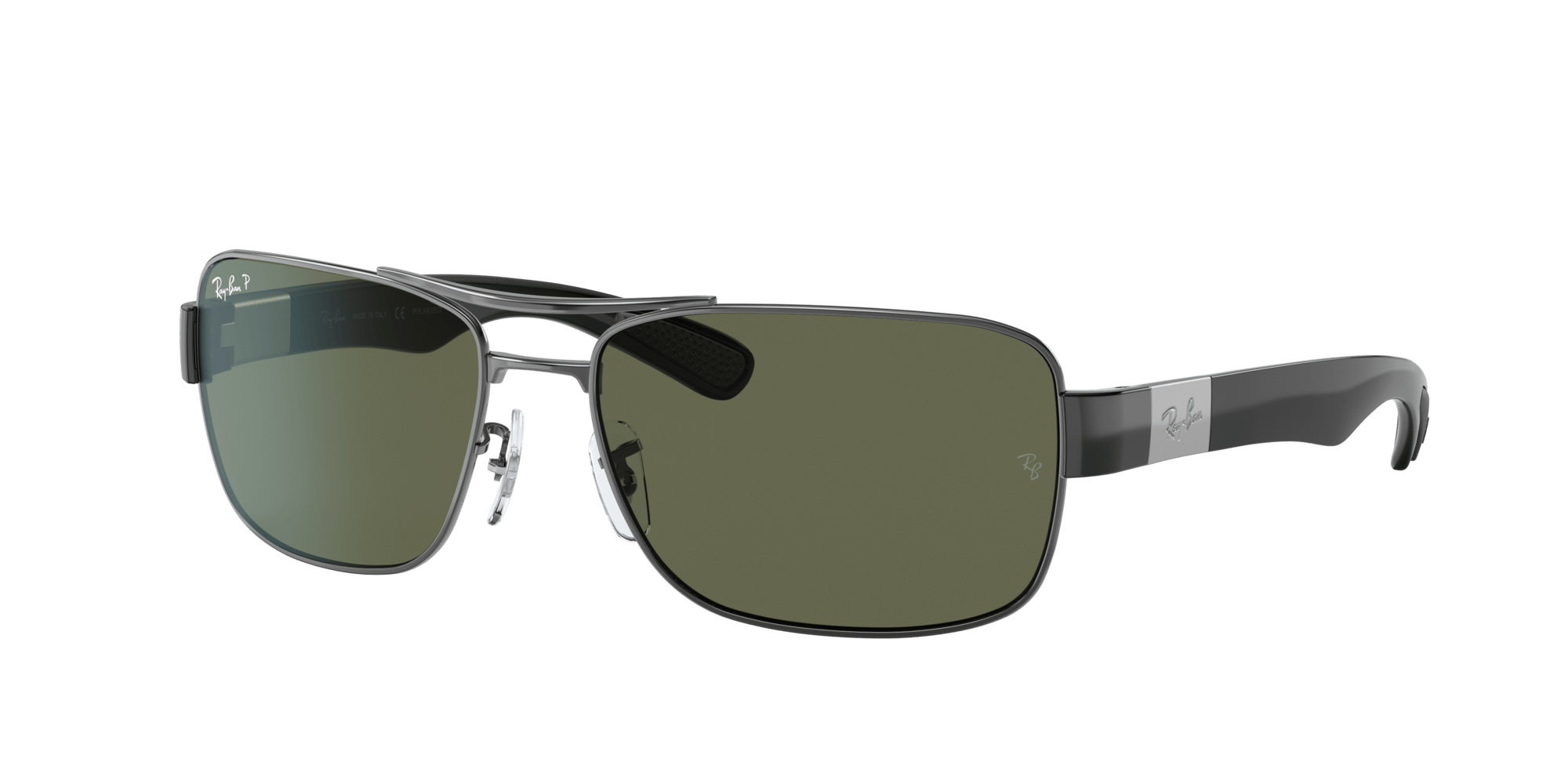 RB3522 004/9A size 61 gunmetal black/green polarised lens