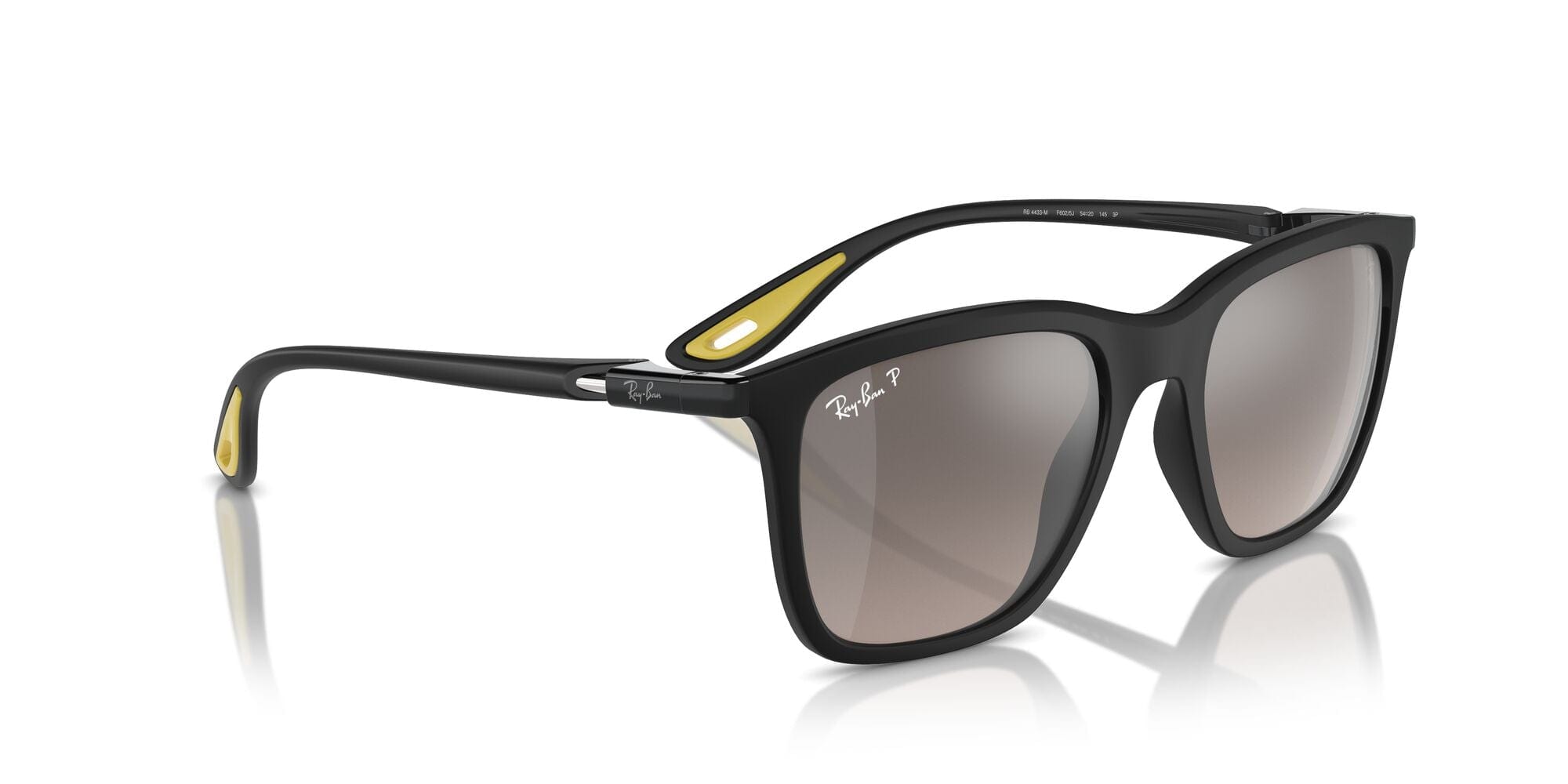 RB4433M F6025J Ferrari matte black/grey mirror grey gradient polarised lens