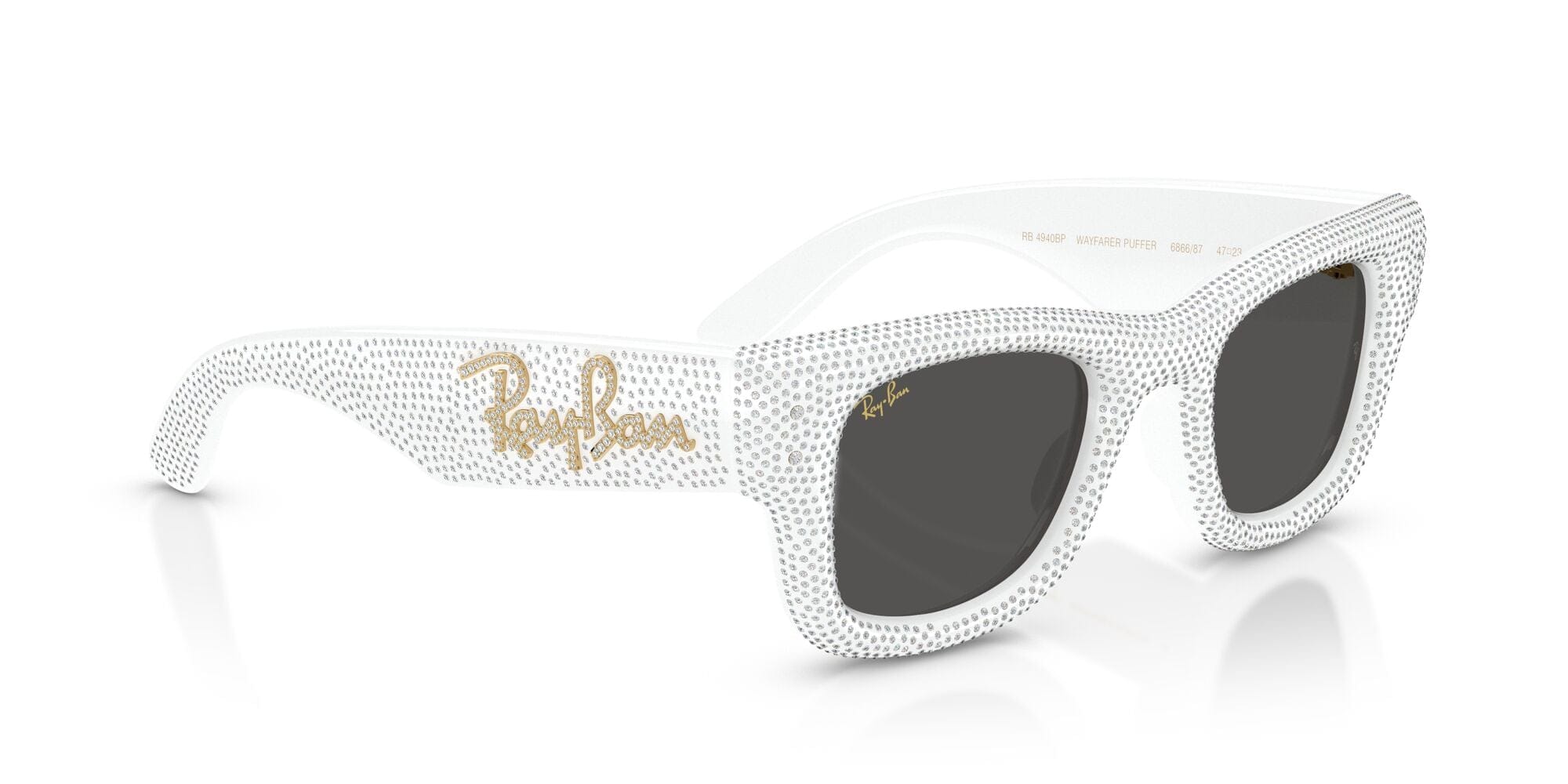RB4940BP 686687 size 47 Wayfarer Puffer white strass pave/dark grey lens
