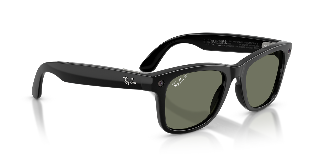 Meta Gen 3 smart glasses RW4011 601/9A size 50 Wayfarer black/ green polarised lens sunglasses