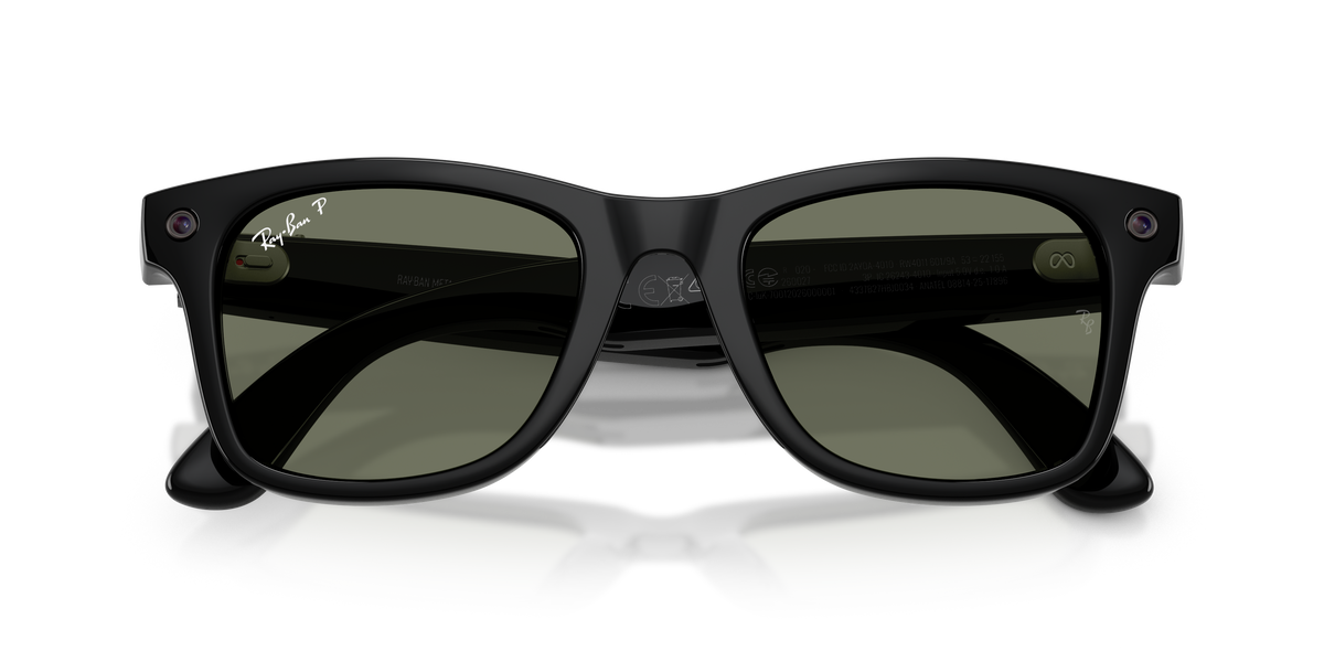 Meta Gen 3 smart glasses RW4011 601/9A size 50 Wayfarer black/ green polarised lens sunglasses