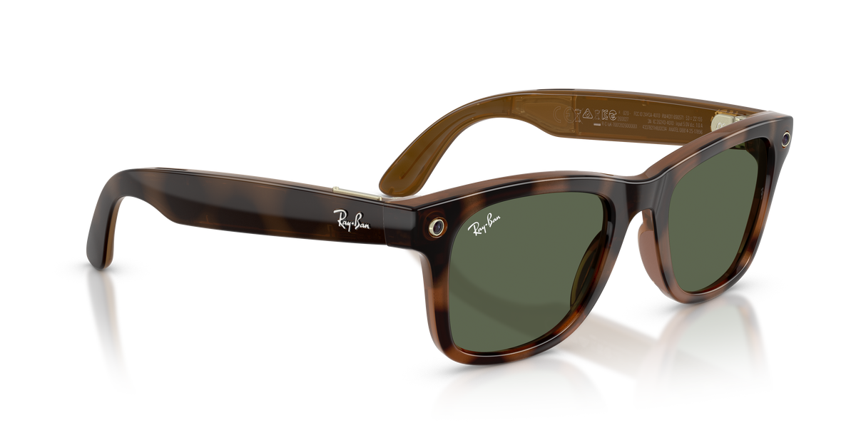Meta Gen 3 smart glasses RW4011 690571 size 53 wayfarer havana/ G15 green lens sunglasses