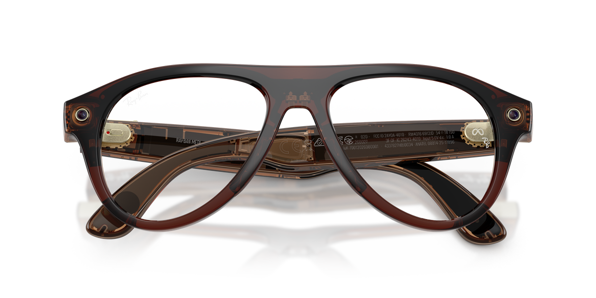 Meta Gen 3 smart glasses RW4016 6912JD size 54 Aviator transparent umber/ transition jade lens sunglasses