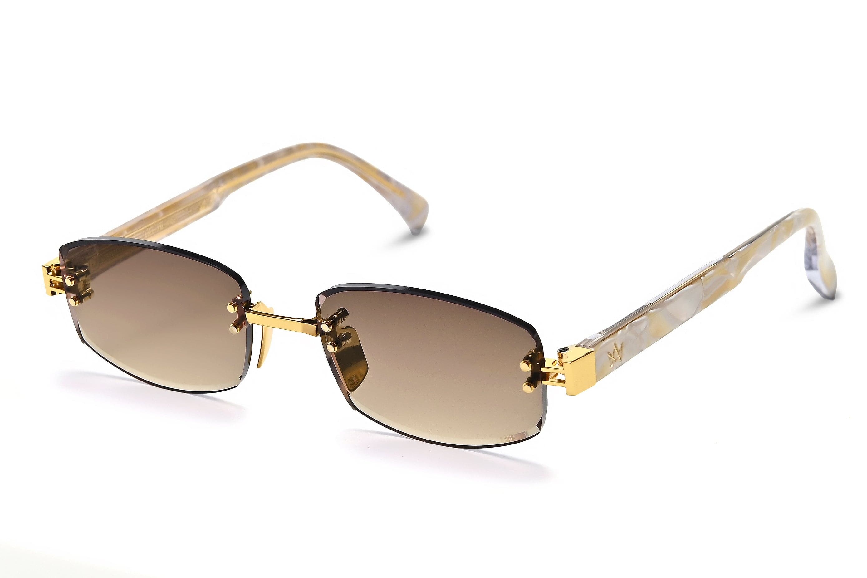 Georgie 18kt gold milos white marble/brown gradient lens