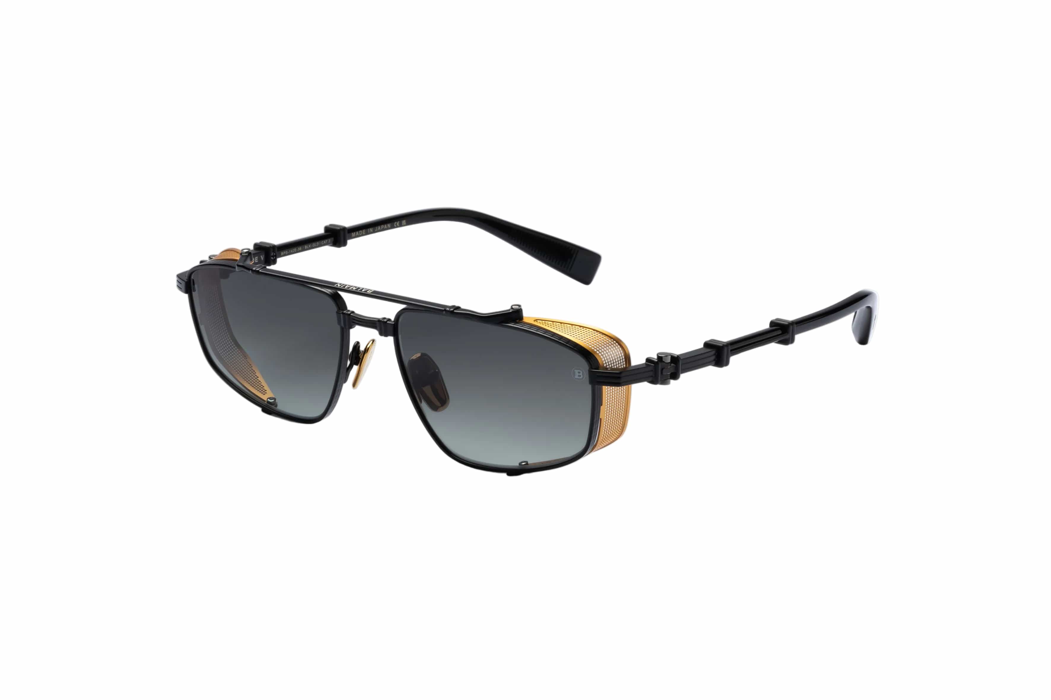 Balmain Brigade V  BPS142E matte black matte gold /grey gradient lens