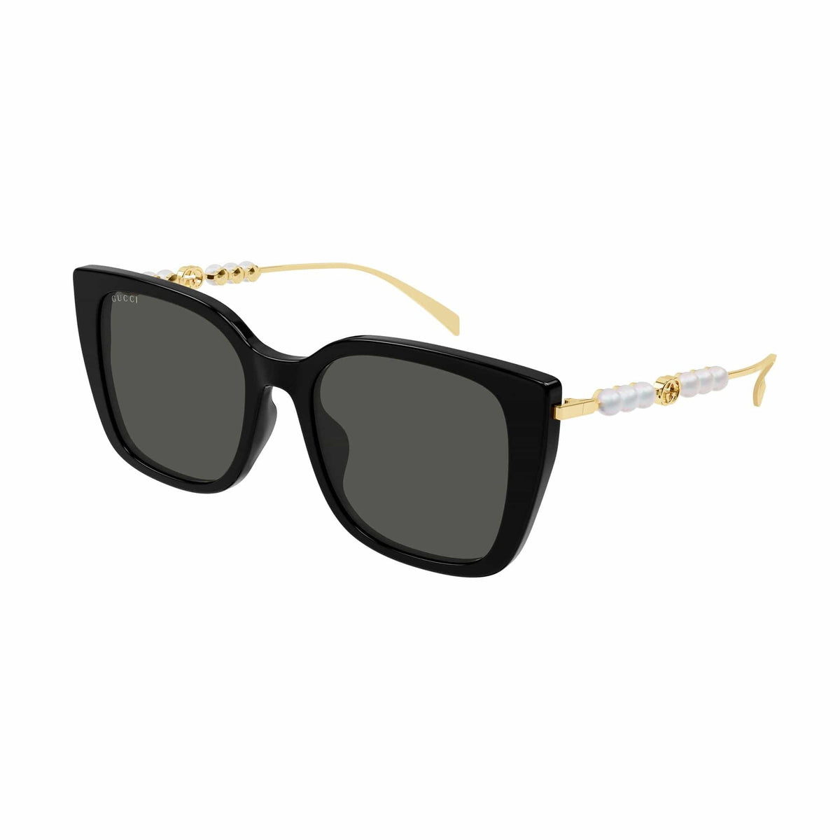 Gucci GG1970SA 001 Square Sunglasses - Black/Gold with White Pearls\\Grey Gucci GG1923SA Grey Rimless Square Pearl | Designer Daydream main image 2