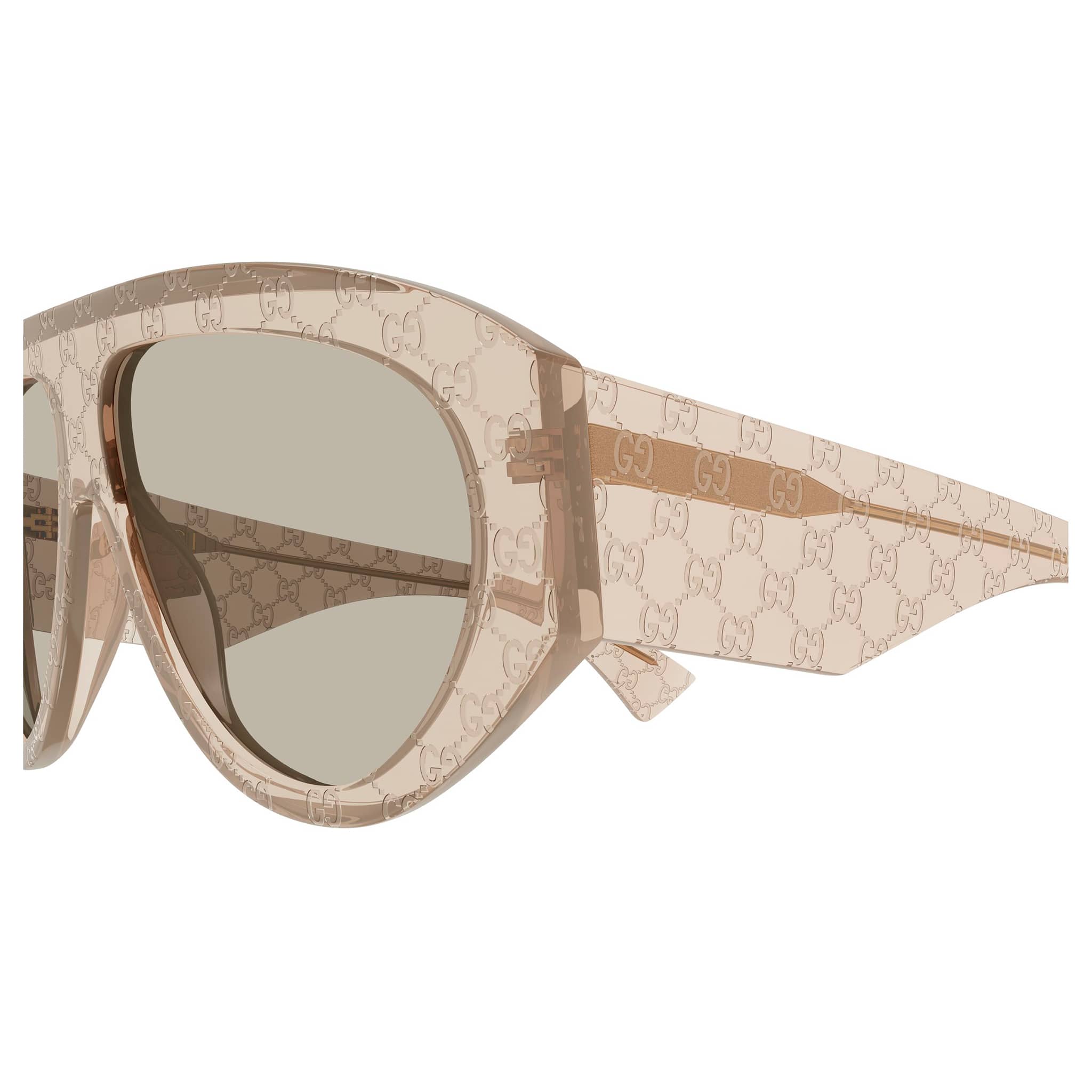 GG2128S 005 transparent brown patterned frame/light beige tint lens