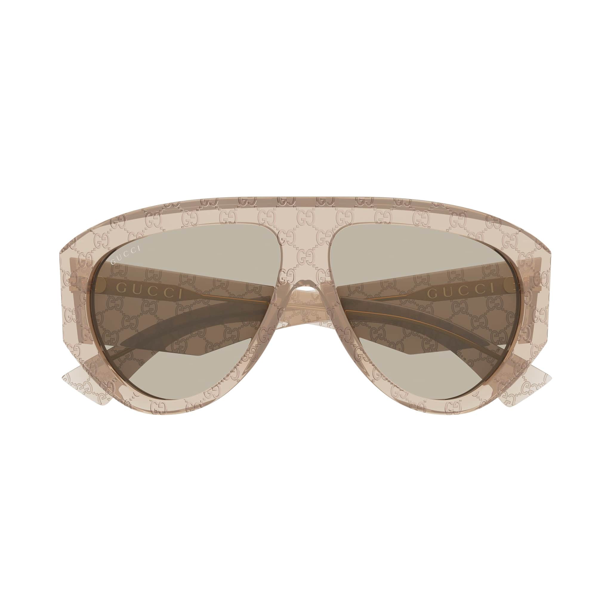 GG2128S 005 transparent brown patterned frame/light beige tint lens