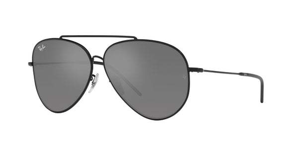 RBR0101S 002/GS  (59)  AVIATOR REVERSE BLACK/GREY SILVER MIRROR LENS