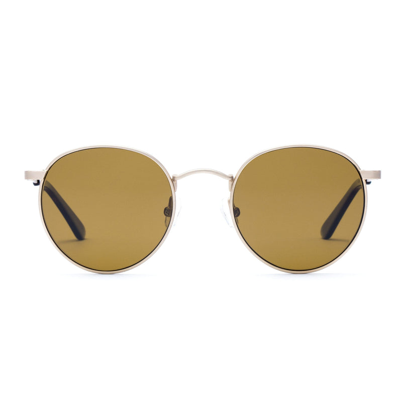 FLINT 134-2102 BRUSHED GOLD/BROWN LENS